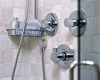 Close up of shower taps 