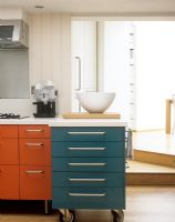 Modern kitchen units with casters