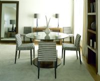 Modern dining room with stripy chairs
