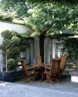 Modern garden furniture on patio