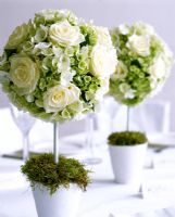 Flower arrangements on dining table