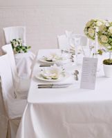 Dining table set for wedding meal