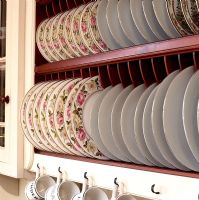 Plate rack in country kitchen 