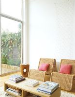 Wicker chairs in modern living room 