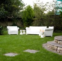 White three piece garden furniture suite 