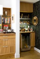 Drinks fridge and cabinet in modern kitchen 