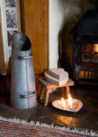 Country style accessories on hearth
