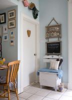 Painted bench in country kitchen