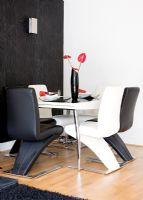 Modern black and white dining room