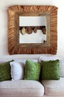 Grass mirror in country living room 