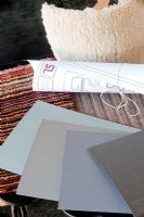 Colour and carpet samples on desk
