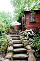 Summer house and stone steps