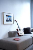 Modern living room with guitar