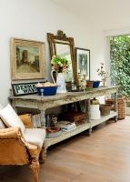 Classic living room with large console table