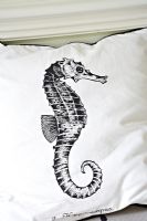 Detail of seahorse motif on pillow