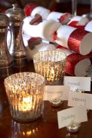 Detail of classic dining table at Christmas