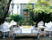 Ornate garden furniture on terrace 