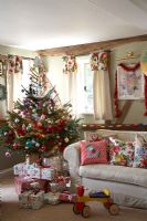 Christmas tree in country living room