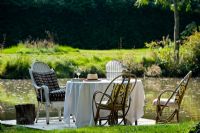 Classic table and chairs in garden 