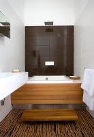 Modern bathroom with raised bath 