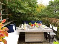 Large wooden exterior dining table 