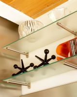 Detail of items on glass shelves 