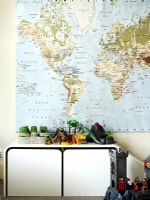 Wall map in modern childrens room 