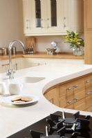 Modern kitchen with curved counter 