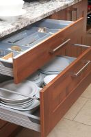 Storage drawers in modern kitchen 