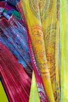 Detail of colourful scarves