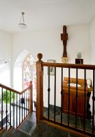 Stairs and bathroom of converted church