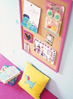 Notice board in colourful childrens room 