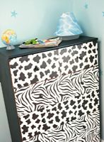 Patterned black and white chest of drawers 