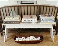 Books on side table in living room 