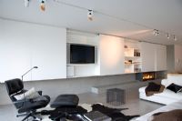 Contemporary living room with fireplace