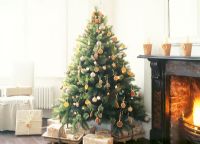 Decorated Christmas tree in classic living room