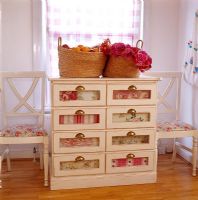 Classic chest with fabric covered doors 