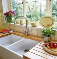 Butler style sinks in country kitchen