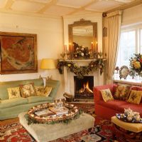 Classic living room with Christmas decorations 