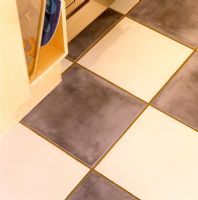 Detail of checkered kitchen floor 