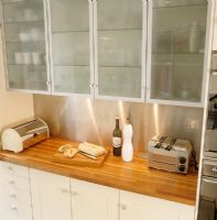Modern kitchen worktop and cupboards 