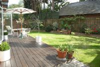 Garden furniture on decked terrace 