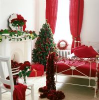 Christmas decorations in modern bedroom 