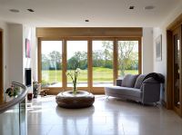 Contemporary living room with glazed doors 