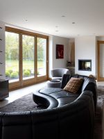 Curved furniture in modern living room 