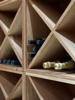 Detail of wine in wooden rack