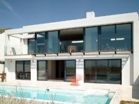 Exterior of contemporary house with pool 