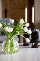 Vase of white tulips 