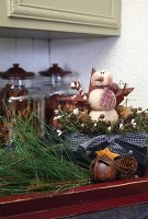 Detail of Christmas decorations in kitchen 