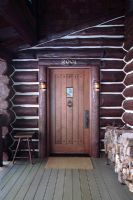 Front door of log cabin 